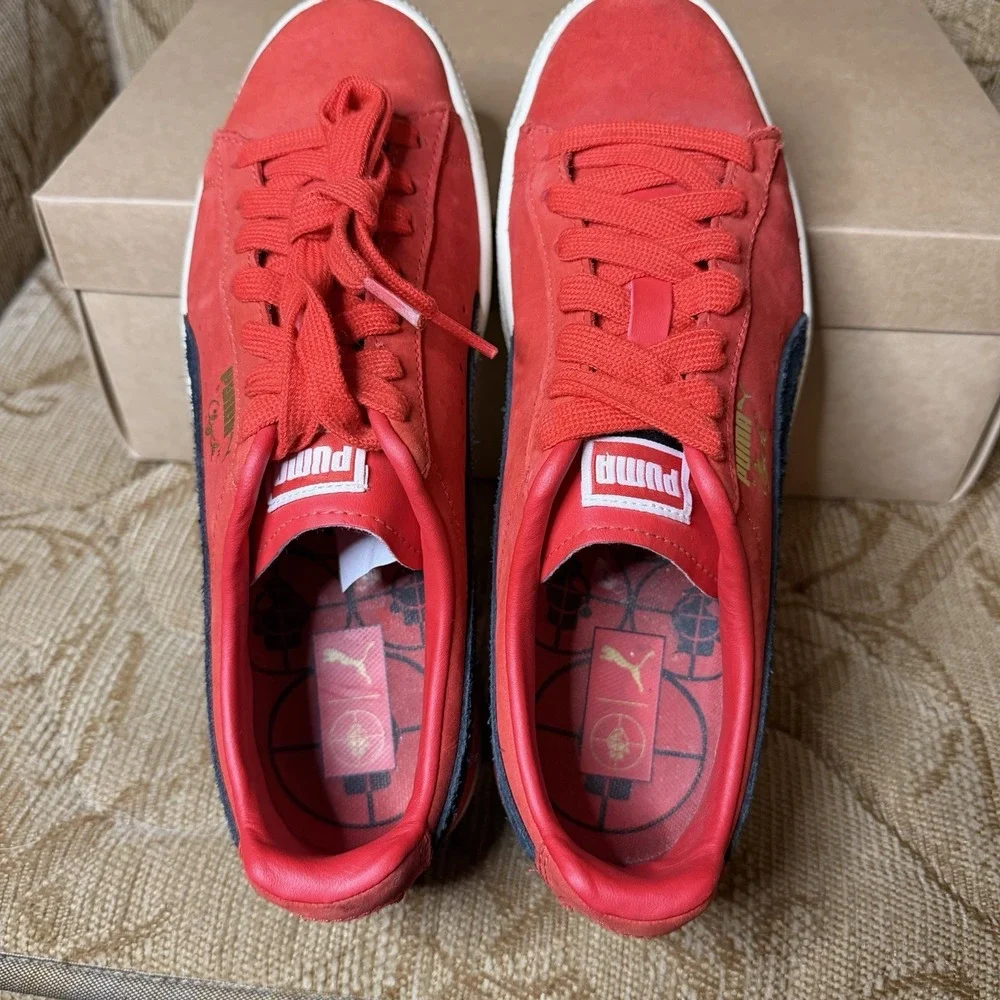 Puma Clyde Public Enemy 374539-01 Red Black Men's Shoes Size‎ 8 Red
